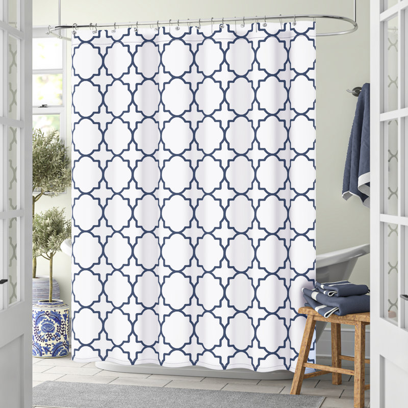 Rideau de douche en coton Adelee, Bleu marine