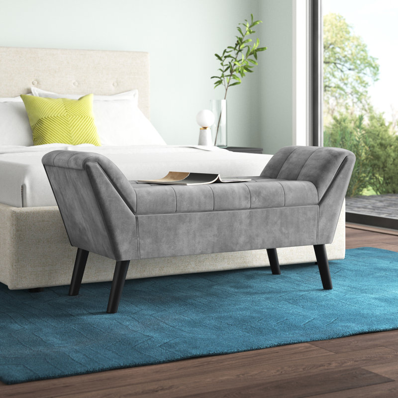 Cosima Velvet Upholstered Bench, Grey