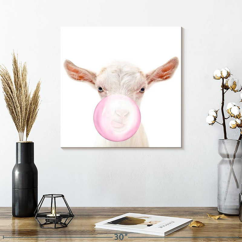 " Bubble Gum Goat ", 16" H x 16" W x 1.25" D