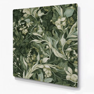 Abstrait floral vert 52, art mural en métal