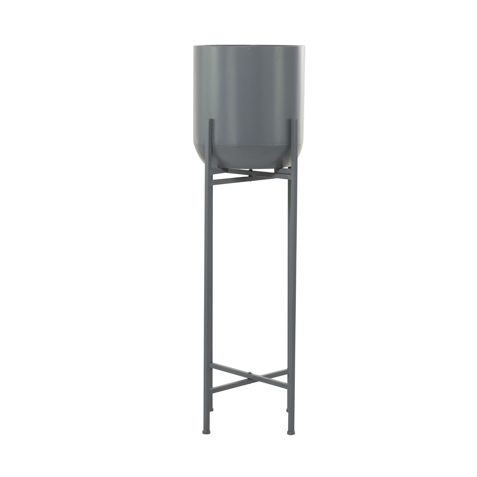 Metal Pot Planter, Gray, 41.5" H x 13" W x 13" D