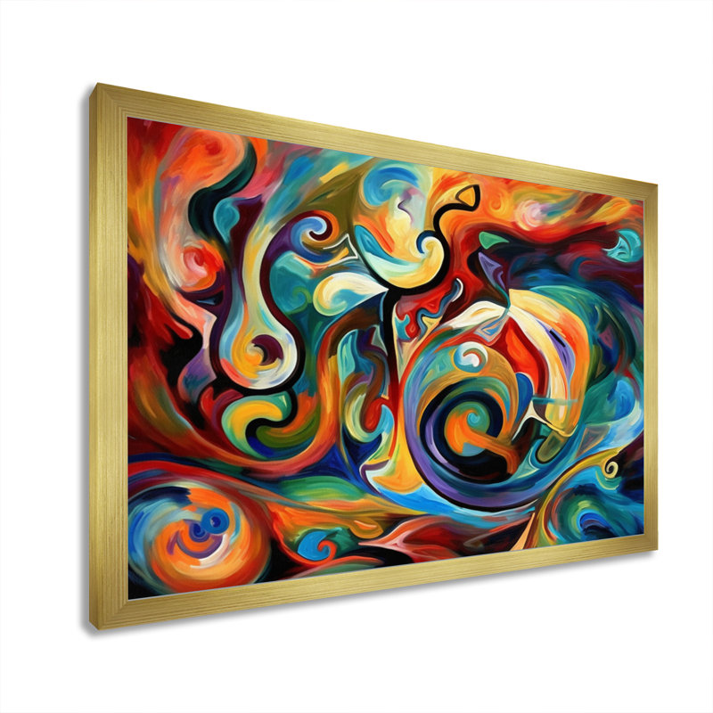 «Exploration de la liquidité abstraite jaune II», reproduction sur toile à l'encre liquide abstraite, Cadre doré simple