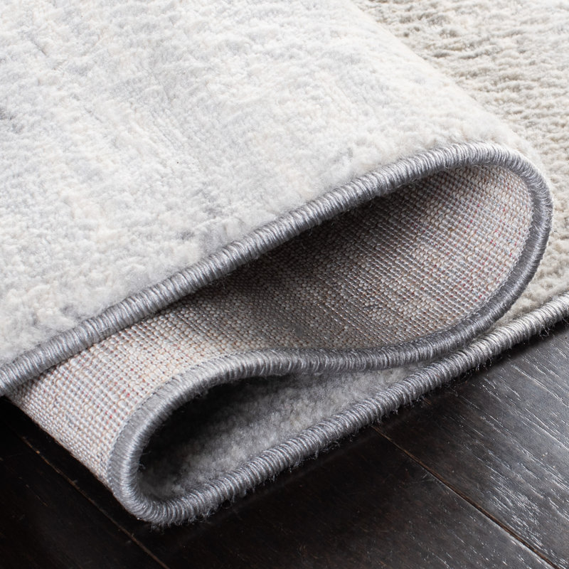Tapis abstrait gris clair / bleu N'Keal, Rectangle 8 pi x 10 pi, Grey
