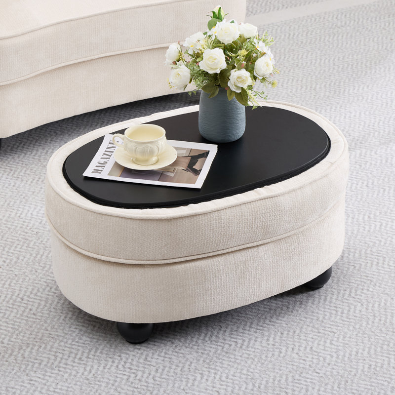 Table basse avec repose-pieds moderne 2 en 1 avec rangement Verona, Beige