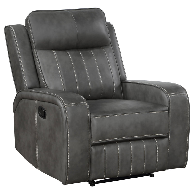 Asle Upholstered Track Arm Recliner Grey