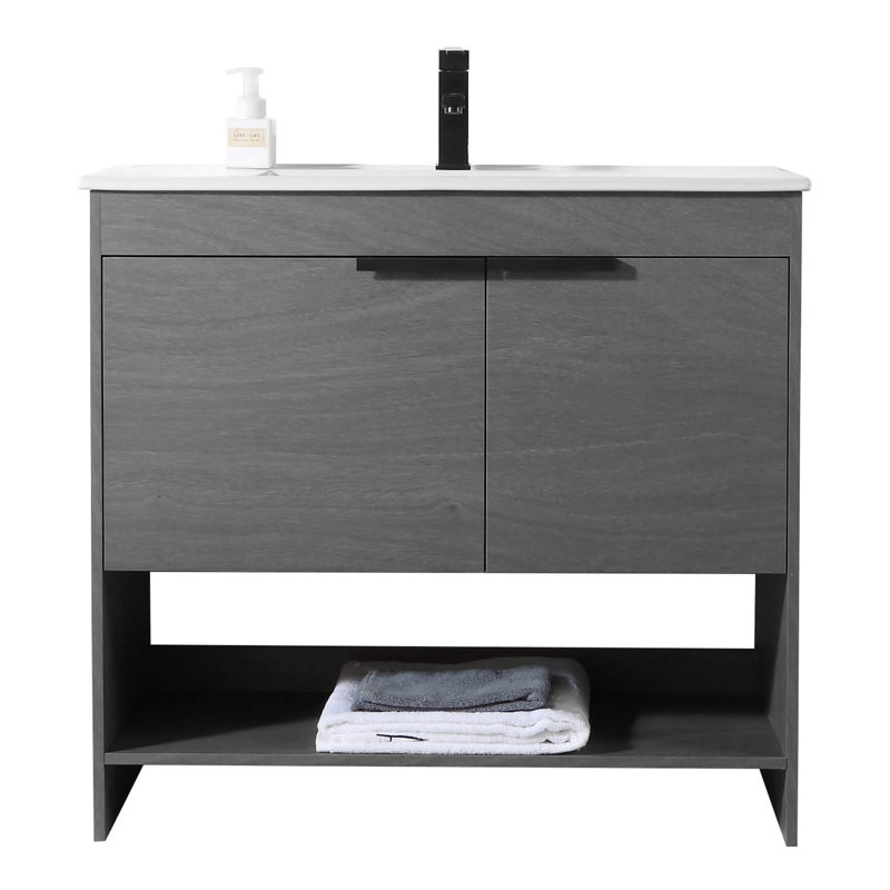 Meuble-lavabo simple 36 po Daendy, Gris classique