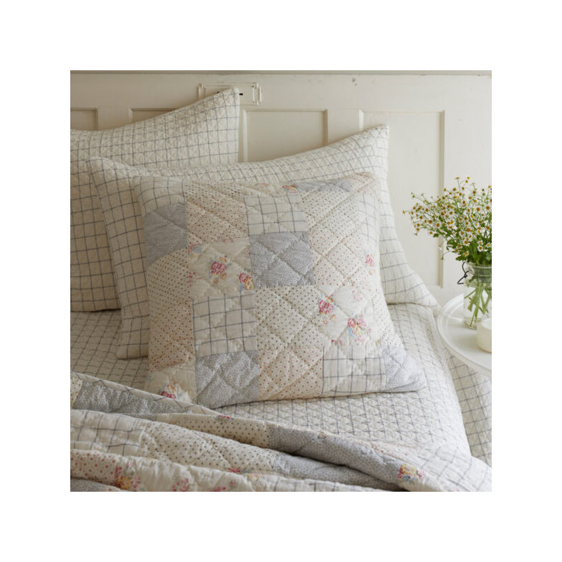 Clovelly Block Party Patchwork Cotton Sham, Euro