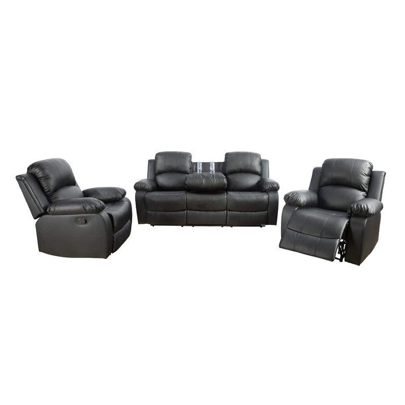 Ensemble de canapé de salon inclinable en cuir végétalien 3 pièces GS28xx