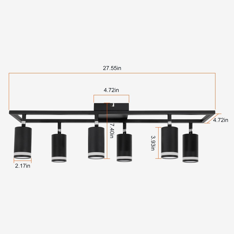 27.5" 6 -Light Track Lighting Kit,lexibly Rotatable GU10 Light Heads