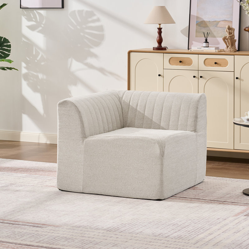 Fauteuil rembourré 35 po Chenille, Beige