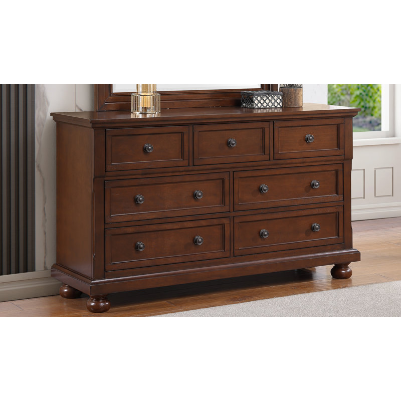 Manlius 7 Drawer Dresser, Rustic Cherry