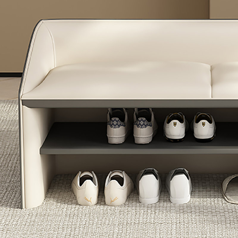 39.4in Multi-functional Shoe Storage Bench, Gray/Beige