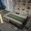 Canapé-lit en forme de L de 85,1 po avec lit escamotable, canapé-lit convertible surdimensionné avec poche latérale et port USB, canapé modulaire rembourré Teddy, pour salon, appartement, bureau-1874690090