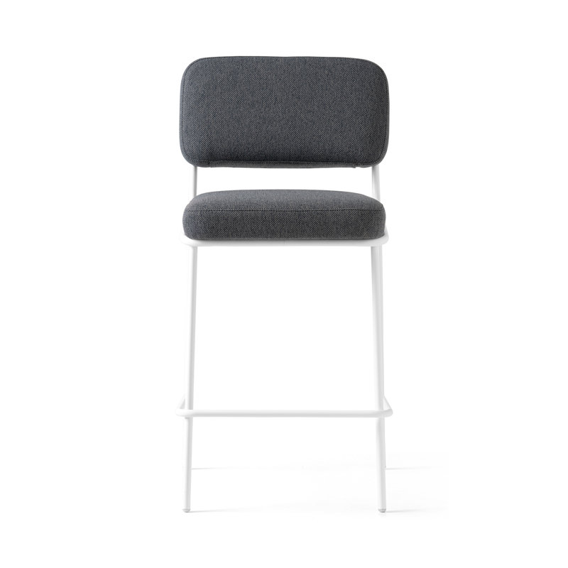 Sixty Upholstered Counter Stool with Metal Frame, Black, Counter Stool (25.63" Seat Height), Painted Brass
