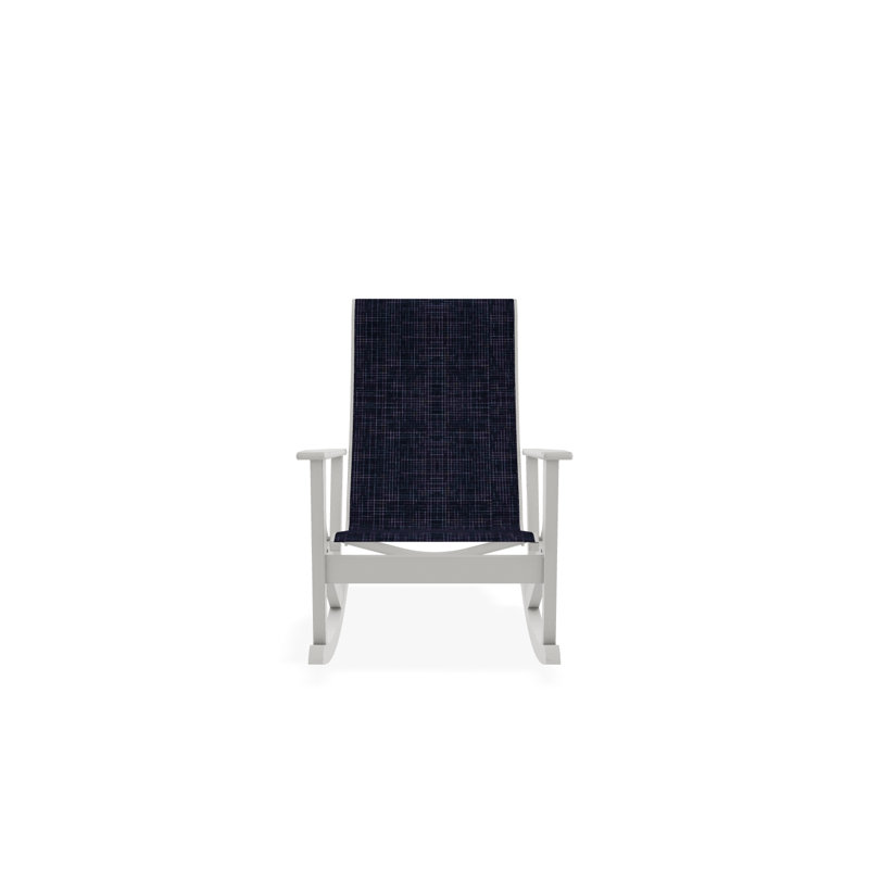 Wexler Polymer Outdoor Lounge Chair, Snow, Moments Navy