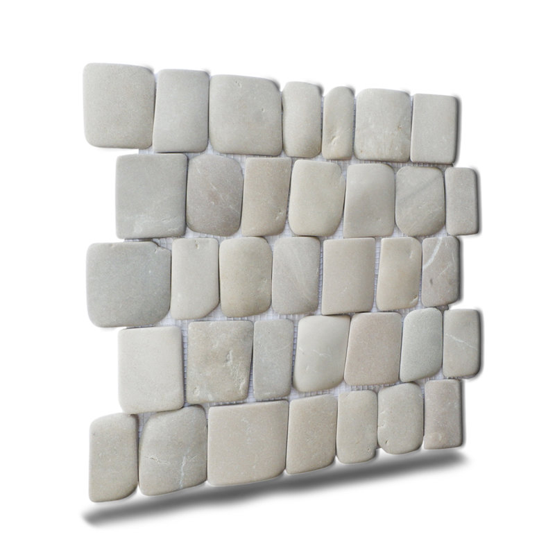 Florida 12" x 12" Natural Stone Random Pebble Mosaic Wall Tile, Tan