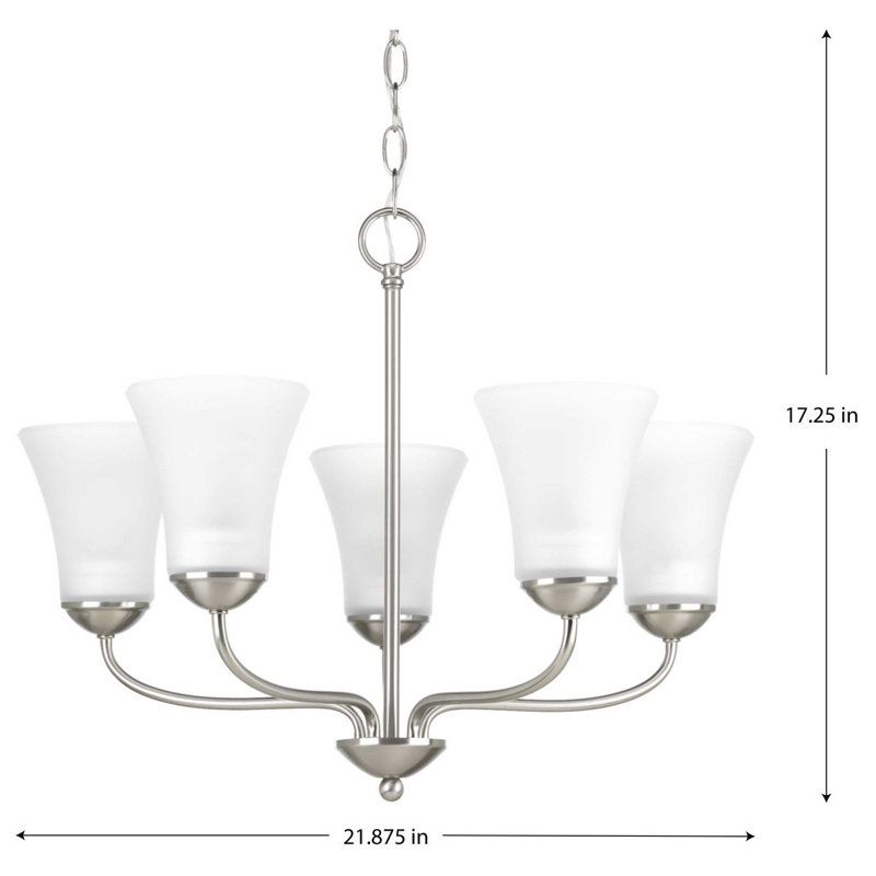 Lustre classique à 5 lumières avec abat-jour Bogdan, Nickel brossé