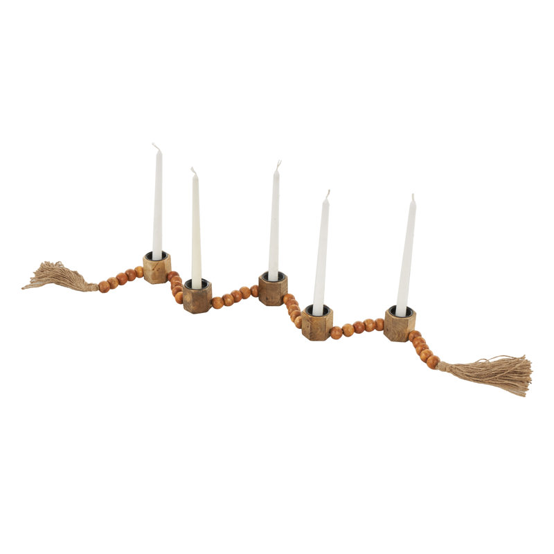 Porte-bougie brun avec guirlande Mango, H 2 po x l 45 po x P 1,8 po