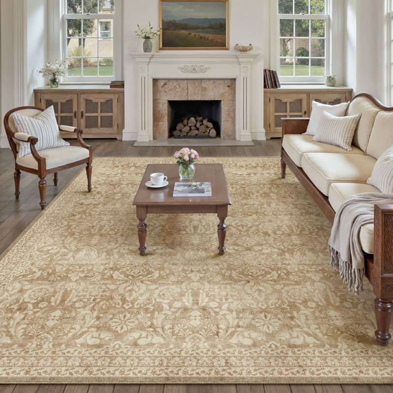 Lares Machine Washable Vintage Area Rug With Non-Slip Backing, Rectangle 9' x 12'