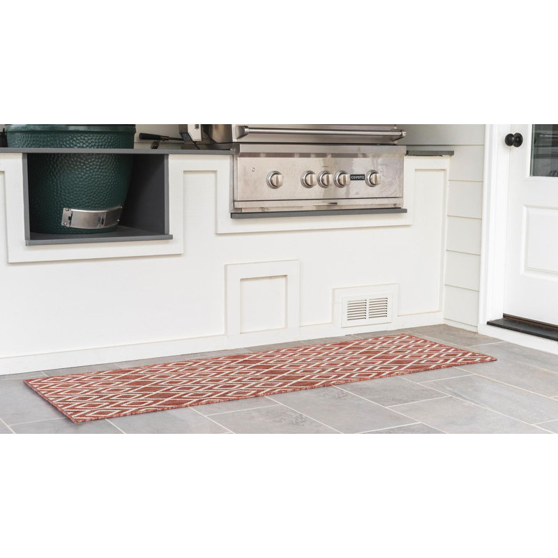Geometric Indoor / Outdoor Area Rug, Runner 61 x 183cm