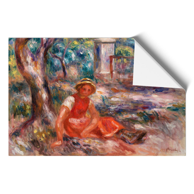 Girl at the Foot of a Tree by Pierre-Auguste Renoir - Unframed Painting, 59cm H x 84cm W x 0.1cm D