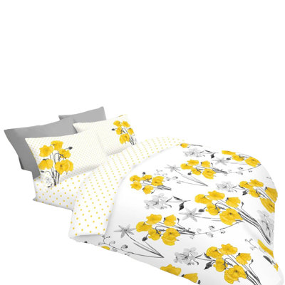 Floral Design Duvet Cover Set Polycotton with Pillowcases - Yarn Bedding