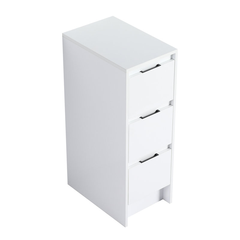 12" Freestanding Bathroom Storage With 3 Drawers, Glossy White Design, Suitable For Multiple Rooms In Dwelling Unit Finish, Ideal Storing Essentials