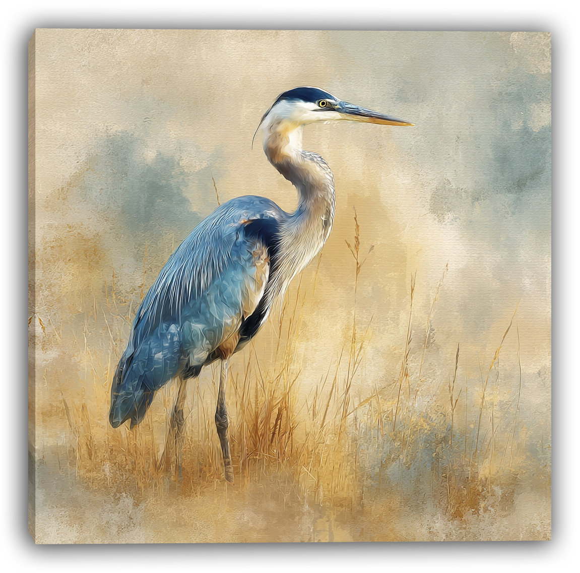 Winston Porter Field Heron - Wrapped Canvas Wall Art | Wayfair