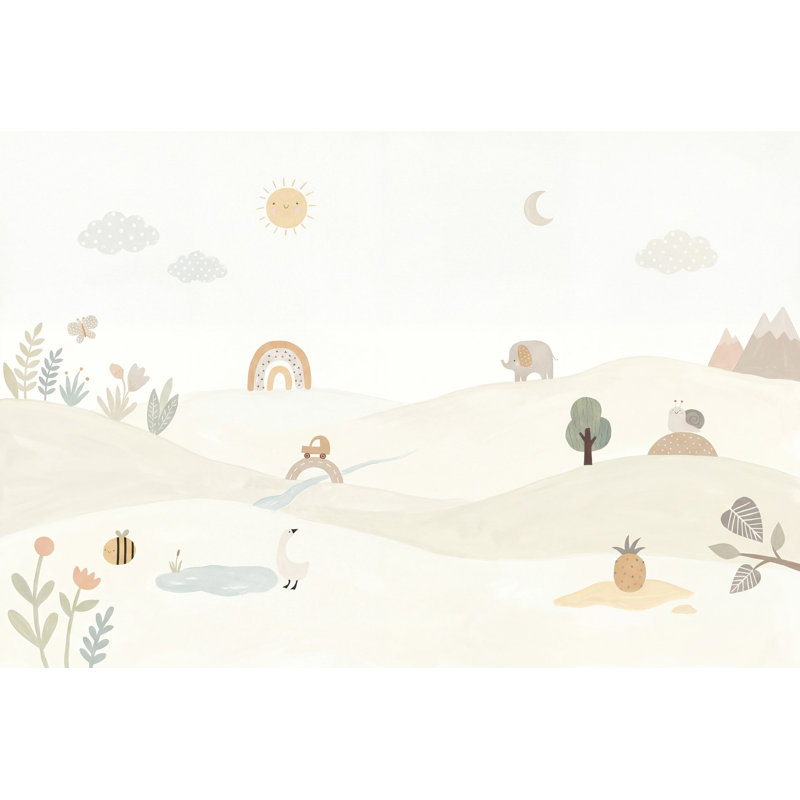 Papier peint pastel paysage scandinave amovible, 100 po x 96 po, Peler et coller