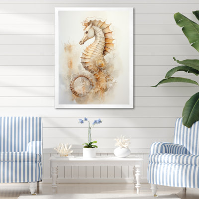 Hippocampe magique beige II sur toile