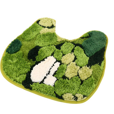 Green Moss Bathroom Rug U Shaped Toilet Rug