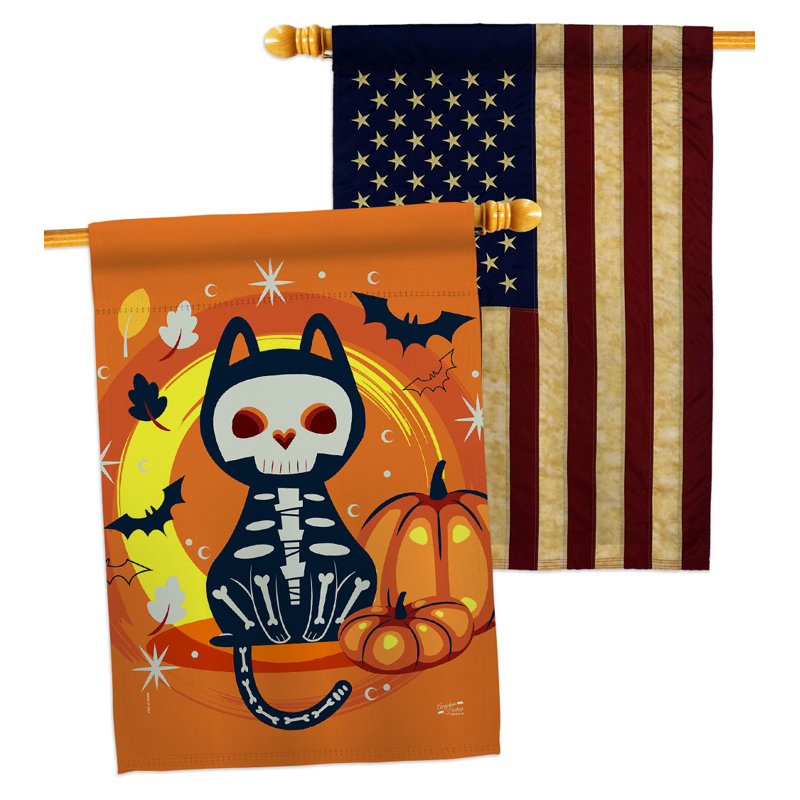 Drapeau d'Halloween chat en polyester 40 x 28 po