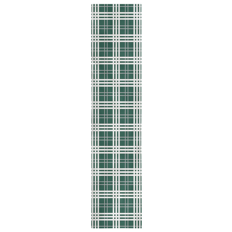 Paid Polyester Table Runner, 72" L x 16" W, Hunter Green/Gray/White