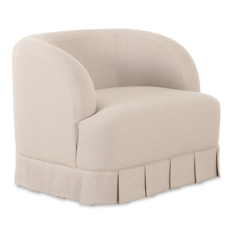 Milo Swivel Chair, Beige Polyester
