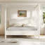 Lit plateforme à baldaquin en bois avec tête de lit et pieds de support-1396432729-1396432730