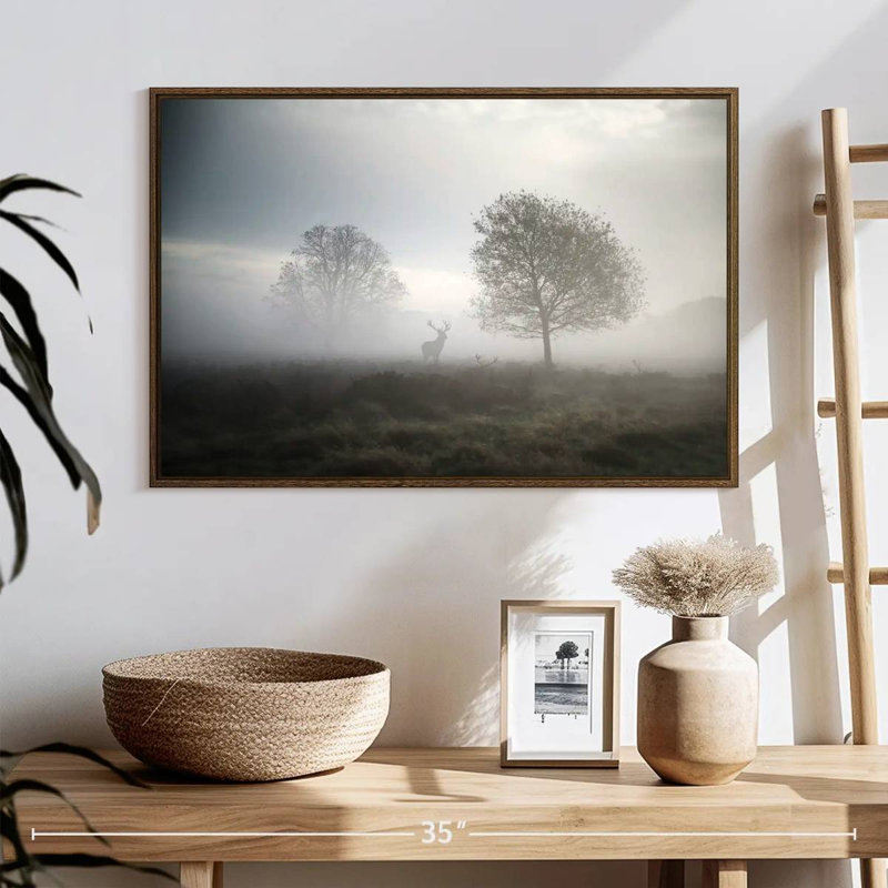 Chasse au crépuscule, Cadre flottant blanc, 25 po x 17 po