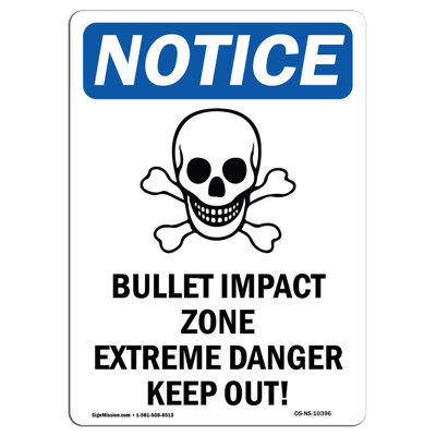 Signe de zone d'impact de balle avec symbole