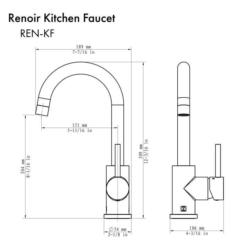 Robinet de cuisine ZLINE Renoir, Nickel brossé