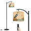 Lampe sur pied à arc avec abat-jour réglable Heron gris debout étang tranquille de roseaux Lampe sur pied à faune douce rétro 3 températures de couleur à haut gradateur avec interrupteur au pied pour la chambre à coucher