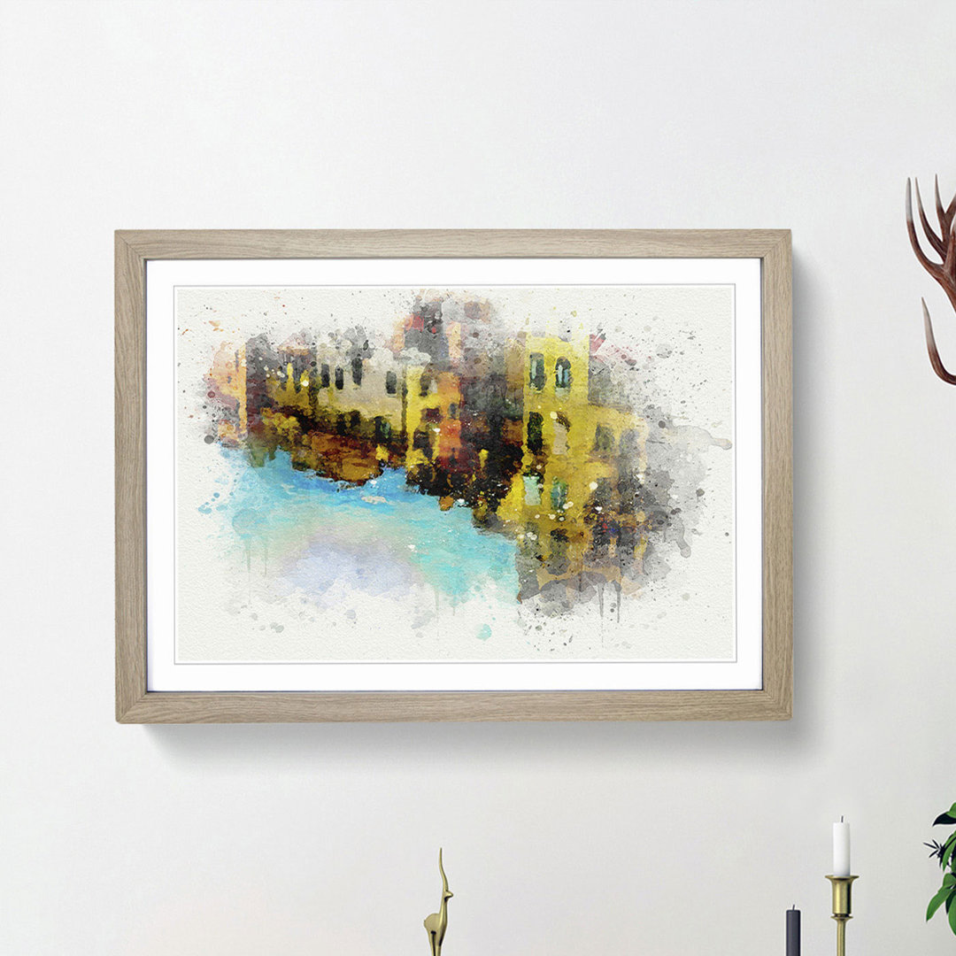 Reflection of Houses in Girona Spain in Abstract - Picture Frame Graphic Art Print