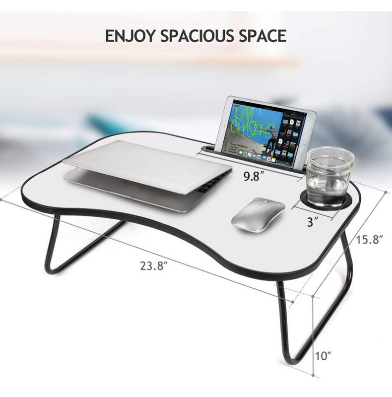 bureau d'ordinateur portable, blanc mat, Blanc/Noir
