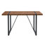 Une table de salle à manger rectangulaire rétro minimaliste avec un dessus spécialement texturé et des pieds en métal noir. Plateau de table contemporain en bois aggloméré minimaliste en bois foncé texturé. Capable de donner aux gens une beauté visuelle.