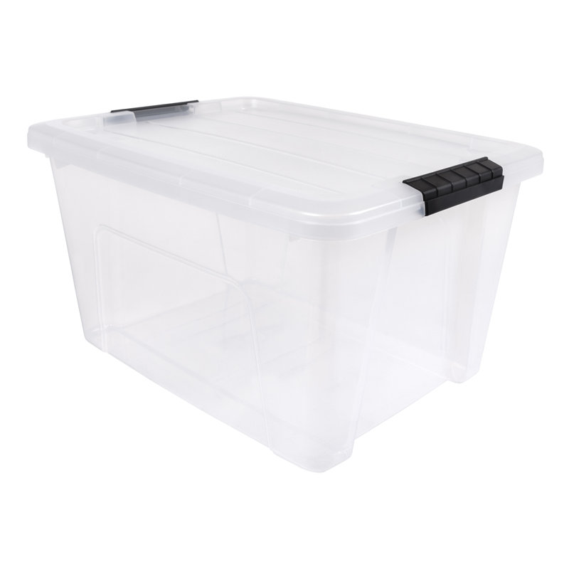 Clear 32 Qt Stackable Plastic Storage Bins with Lids, Set of 4