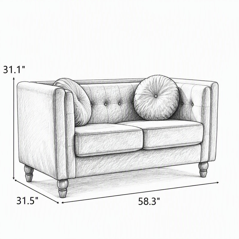 Canapé Chesterfield 2 places Chesterfield, Velours bleu foncé