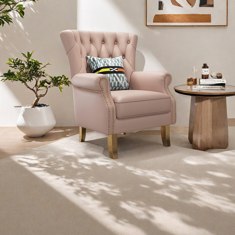 Fauteuil d'appoint Luxe avec rivets, Rose