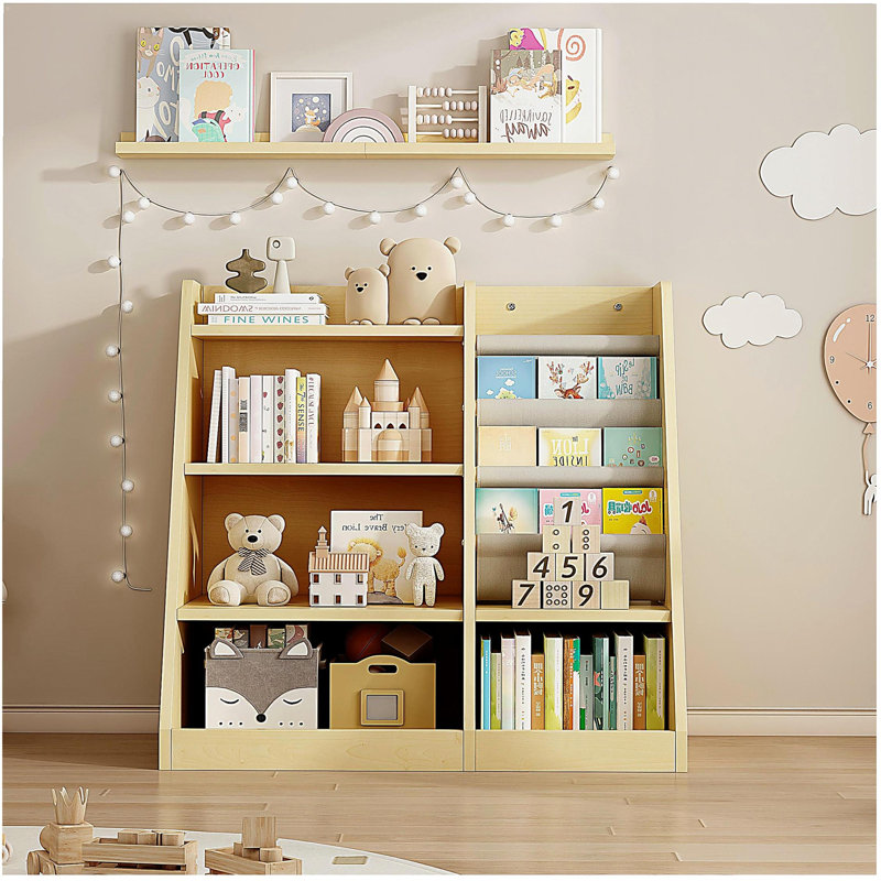 Armoire de rangement pour jouets en bois / bibliothèque en bois naturel / balançoire pour bébé, Bois