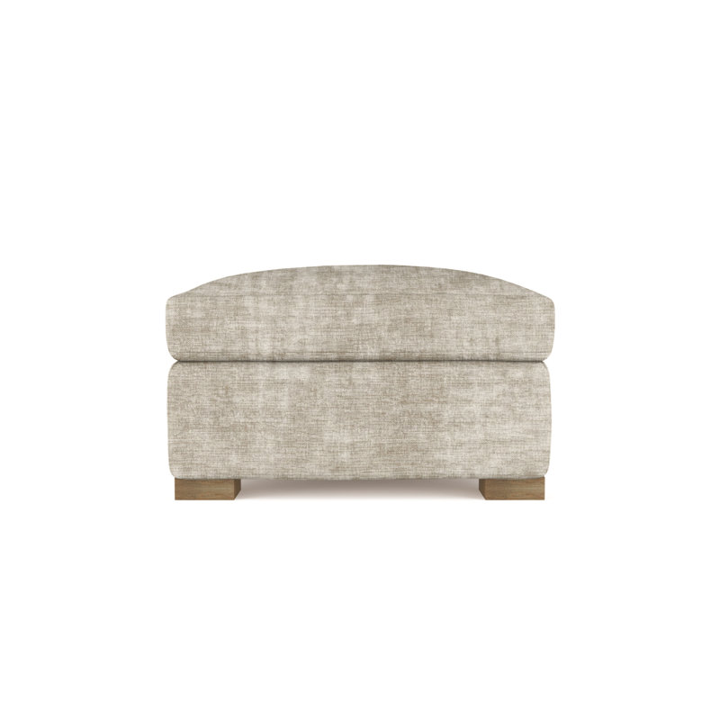 Horatio Upholstered Ottoman, Crushed Velvet Oyster, Weathered