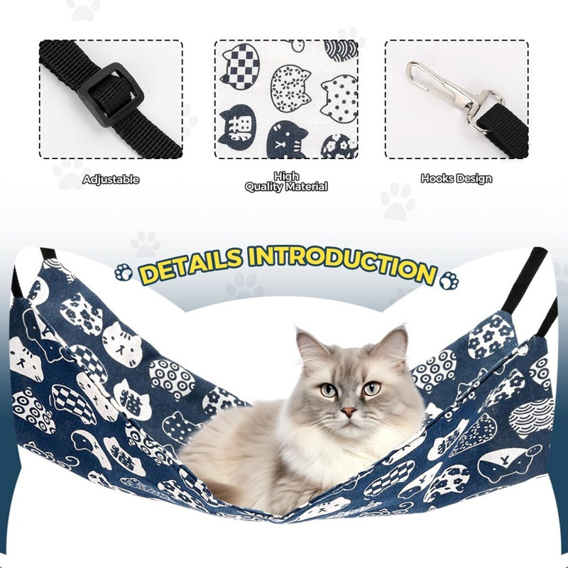 Hamac réglable réglable pour chats, Très petit format: L 14,17 po x l 13,39 po