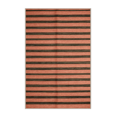Machine Washable Horizontal Stripes Brown Area Rug