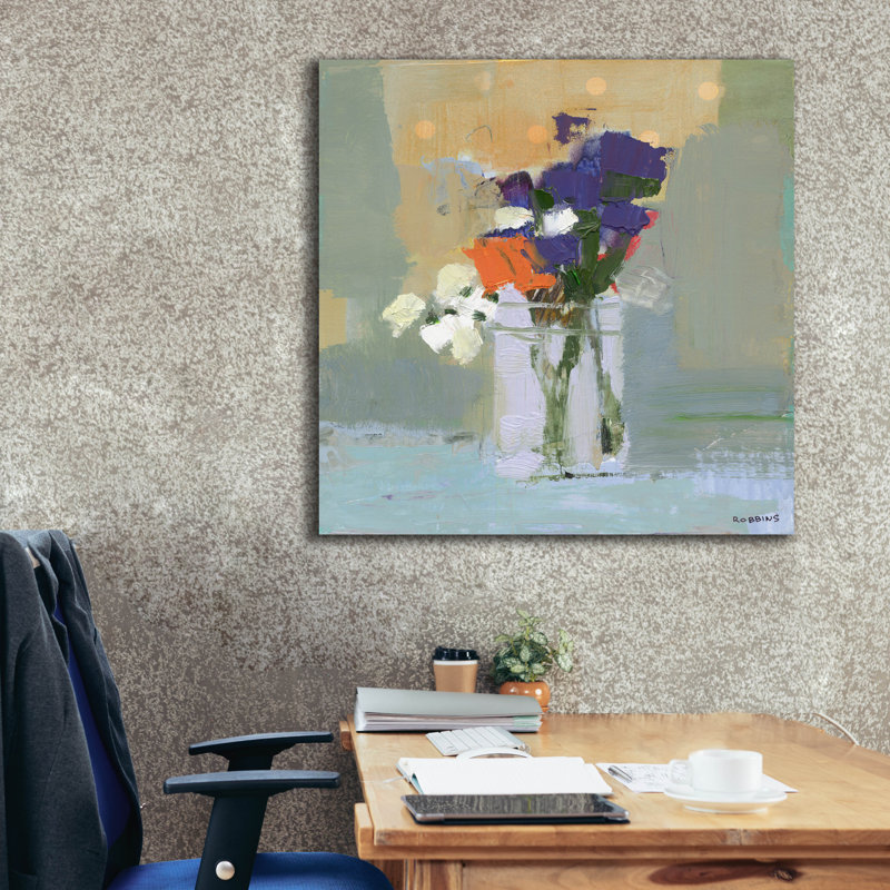 Toile épique Graffiti «Bouquet à pois n ° 8» par Kathleen Robbins, art mural sur toile, 37 po x 37 po, H 37 po x l 37 po